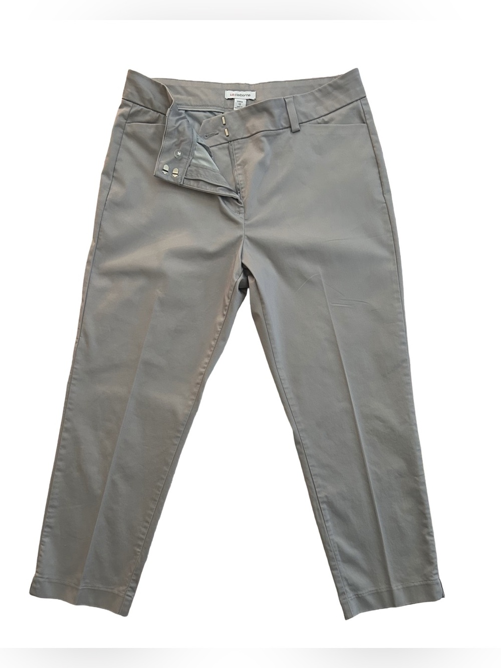 Liz Claiborne Emma Women's Light Gray Cropped Straight Pants